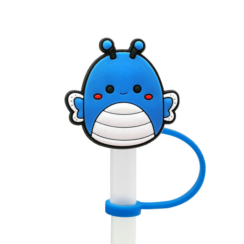 Wholesale 10pcs Cartoon Plush Straw Cap Silicone Dust Plug